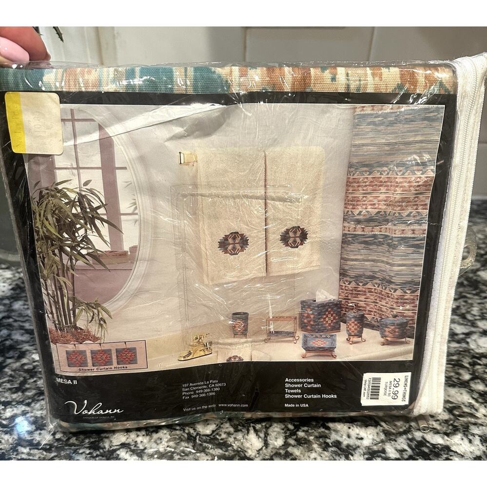 VTG Southwest Shower Curtain Rustic Western Print 100% Cotton NOS Made In USA